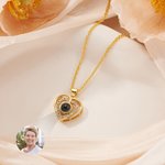Personalisierte Foto-Projektions-Halskette mit Herz-Anhänger aus Zirkon Schmuck Muttertag Jahrestag Erinnerungsstück Geburtstag Geschenk für Damen