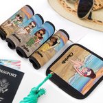 Personalisierte Himmelblau Sonnenuntergang Strand Cartoon Gepäck Griff Wrap Identifier mit Namen Set von 2 Reise-Accessoires Geburtstagsgeschenk für Travel Lovers