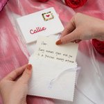 Personalized Pink Red Heart Stamp Shape Wool Felt Envelope with Embroidered Name Valentine's Day Birthday Gift for Women Men