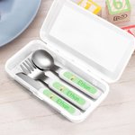 Personalized Classic Winnie the Pooh Initial Safe Stainless Steel Kid's Fork Spoon Knife 3 Pcs Cutlery Set with Name and Case Birthday Gift for Kids
