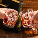 Personalised Engraved Golf Initial Name Old Fashioned Whiskey Glasses Matching Glass Decanter Birthday Wedding Anniversary Gift for Men
