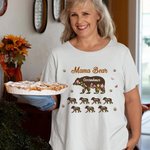 Personalisierte Floral niedlichen Bären Pfote Print T-Shirt Sweatshirt mit Titel und 1-12 Namen Muttertag Geburtstag Geschenk für Mama Oma Familie