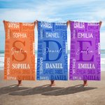 Personalisierte Multicolor schnell trocknend überdimensioniert Mikrofaser Wort Wolke Name Strand Handtuch Urlaub Reise wesentliche Geburtstagsgeschenk für Familie Freunde
