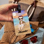 Personalisierte Himmel blau Sonnenuntergang Cartoon Charakter Gepäckanhänger mit Namen Reisezubehör Geburtstag Geschenk für Familie Freunde