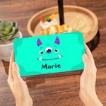 Caja de metal para galletas con nombre personalizada Monster Fantasy Unicorn Dinosaur Food Grade Metal Biscuit Tin Box with Name Children's Day Birthday Gift for Kids Family