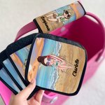 Personalisierte Himmelblau Sonnenuntergang Strand Cartoon Gepäck Griff Wrap Identifier mit Namen Set von 2 Reise-Accessoires Geburtstagsgeschenk für Travel Lovers