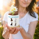 Gepersonaliseerde Schattige 1-6 3D Cartoon Dieren Keramische Plantenbak met Afvoergat en Bamboe Basis Verjaardagscadeau voor Huisdierliefhebber