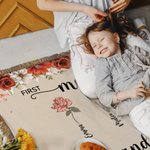 Personalizada Primera Mamá Ahora Abuela Nacimiento Flor Borla Suave Manta con Nombres y Título Día de la Madre Cumpleaños Regalo para Mamá Abuela Familia