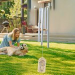 Personalised Dog Ears Silhouette Wood Memorial Wind Chime with Wood Name Plate and Date Sympathy Gift for Loss of Pet