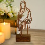 Personalized Inspirational Jesus Art Wooden Plaque with Engraved Text Desktop Decor Birthday Religious Baptism Gift for Christian Family