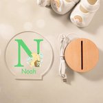 Personalized Cute Classic Winnie the Pooh Floral LED Night Light with Name and Wooden Base Nursery Home Decor Birthday Gift for Boys Girls