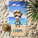 Gepersonaliseerde Hawaiiaanse Cartoon Dieren Sneldrogende Microfiber Strandlaken met Naam Zomer Reis Essentiële Cadeau voor Jongens Meisjes