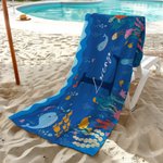 Asciugamano da spiaggia personalizzato in microfibra con iniziali e nome asciugatura rapida design a tema oceano regalo per viaggi estivi per bambini