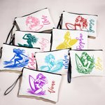 Gepersonaliseerde Multicolor Ocean Surfing Karakter Make-up tas met polsbandje Travel Essentials Verjaardag Bruidsmeisje Gift voor Surfen Lover
