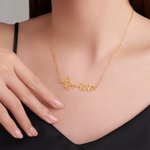 Personalized Birth Flower Birthstone Korean Name Necklace Korean Charm Jewellery Birthday Valentine's Day Anniversary Gift for Girlfriends Women