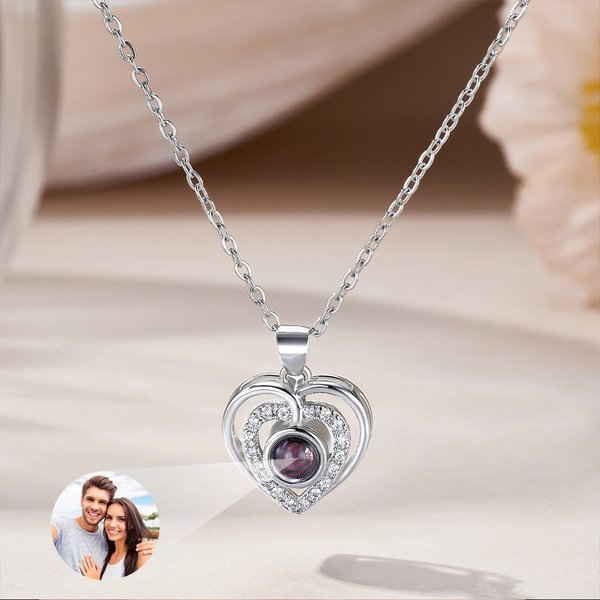 Personalised Heart-shaped Photo Projection Zircon Necklace Dainty Jewellery Mother's Day Anniversary Memorial Birthday Gift for Women