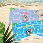 Toalla de playa personalizada con el nombre y de secado rápido diseño de animales marinos regalo de cumpleaños y fiesta en la piscina para niños