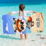Gepersonaliseerde Hawaiiaanse Cartoon Dieren Sneldrogende Microfiber Strandlaken met Naam Zomer Reis Essentiële Cadeau voor Jongens Meisjes