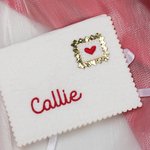 Personalized Pink Red Heart Stamp Shape Wool Felt Envelope with Embroidered Name Valentine's Day Birthday Gift for Women Men