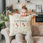 Personalisierte Omas Garten 1-8 Geburt Blumen weiches Kissen Abdeckung mit Namen Geburtstag Muttertag Geschenk für Mama Oma