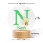 Personalized Cute Classic Winnie the Pooh Floral LED Night Light with Name and Wooden Base Nursery Home Decor Birthday Gift for Boys Girls