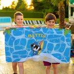 Asciugamano da spiaggia asciugatura rapida personalizzato con nome oversize design della balena surfista e tartaruga regalo per bambini e famiglia