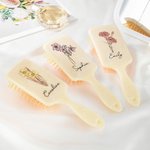 Personalised Birth Month Flower Hair Brush Mother's Day Bachelorette Party Birthday Gift for Women