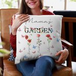 Personalisierte Omas Garten 1-8 Geburt Blumen weiches Kissen Abdeckung mit Namen Geburtstag Muttertag Geschenk für Mama Oma