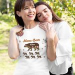 Personalisierte Floral niedlichen Bären Pfote Print T-Shirt Sweatshirt mit Titel und 1-12 Namen Muttertag Geburtstag Geschenk für Mama Oma Familie
