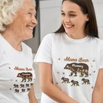 Personalisierte Floral niedlichen Bären Pfote Print T-Shirt Sweatshirt mit Titel und 1-12 Namen Muttertag Geburtstag Geschenk für Mama Oma Familie