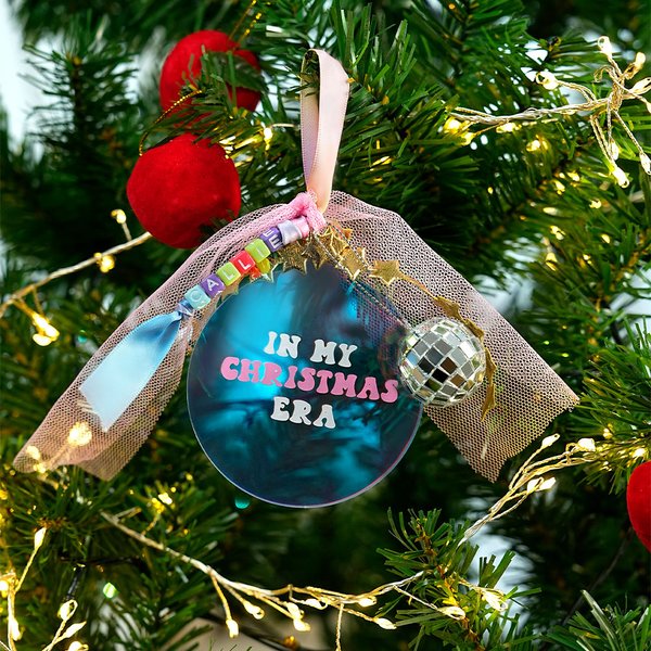 Ornement personnalisé en forme de boule lumineuse Disco avec perles et sangles pour arbre de Noël Cadeau d'anniversaire pour les amoureux de la musique