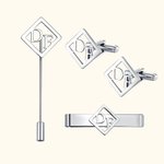 Personalised Initials Name Cufflinks Tie Clip Brooch Pin Father's Day Wedding Anniversary Birthday Gift for Father Men Groomsmen