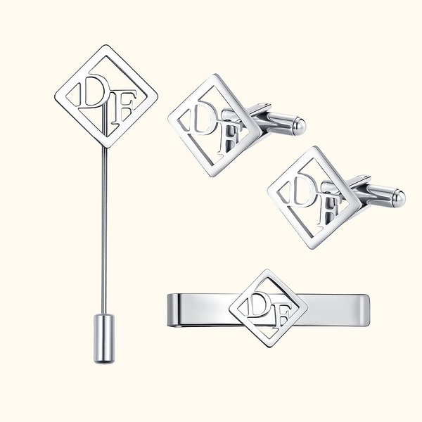 Iniziali personalizzate Nome Gemelli Cravatta Clip Spilla Pin Festa del papà Matrimonio Anniversario Compleanno Regalo per gli uomini padre Sposi