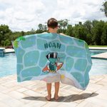 Personalisiertes Niedliches Wal Schildkröte Meerestier Surfer Strandtuch mit Namen Schnelltrocknend Reisezubehör Pool Party Geschenk für Kinder