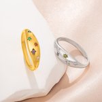 Personalisierte Vintage Star 1-5 Birthstones Ring Zierliche Schmuck Geburtstag Jahrestag Muttertag Geschenk für Mama Oma