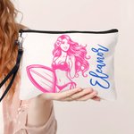 Gepersonaliseerde Multicolor Ocean Surfing Karakter Make-up tas met polsbandje Travel Essentials Verjaardag Bruidsmeisje Gift voor Surfen Lover