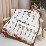 Personalizada Primera Mamá Ahora Abuela Nacimiento Flor Borla Suave Manta con Nombres y Título Día de la Madre Cumpleaños Regalo para Mamá Abuela Familia