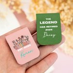 Personalized Floral Happy Retirement Magnetic Leather Bookmark Clip with Name and Year School Office Stationary Supplies Birthday Gift for Bookworms