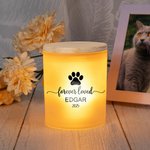 Personalized Pet Footprints Forever Loved LED Candle Jar with Name and Date Memorial Condolence Sympathy Pet Loss Gift for Pet Owners