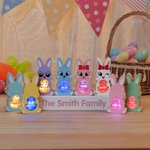 Personalised Cute Bunny LED Light Wooden Decoration with Tabletop Name Block Sign Easter Party Housewarming Mother's Day Gift for Family Kids
