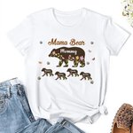 Personalisierte Floral niedlichen Bären Pfote Print T-Shirt Sweatshirt mit Titel und 1-12 Namen Muttertag Geburtstag Geschenk für Mama Oma Familie