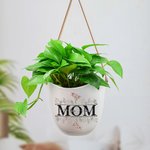 Personalised 1-12 Birth Flowers Ceramic Planter Pot with Drainage and Bamboo Base Birthday Mother's Day Gift for Mom Grandma