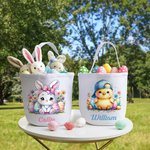 Personalisierte niedliche Küken Hase große Kapazität Leinwand Korb mit Namen Ostereier Jagd Party Favor Geschenk für Jungen Mädchen