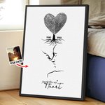 Personalized Heart Fingerprints Tree Face Contours Canvas Poster Framed Frameless Painting Wall Decor Valentine's Day Anniversary Gift for Couple