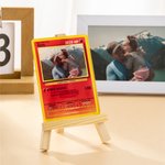Personalized Photo Classic TCG Poke Card with Text and Wooden Stand Father's Day Birthday Gift for Dad