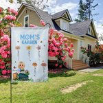 Personalized Mom's Garden Cartoon Character 1-12 Birth Flower Garden Flag with Kid's Names Yard Porch Decor Mother's Day Gift for Grandma Mom