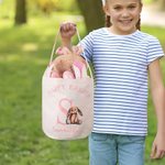 Personalized Cute Bunny Happy Easter Initial Design Reusable Bunny Ears Basket with Name Party Favor Easter Hunting Birthday Gift for Kids Family