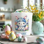 Personalisierte niedliche Küken Hase große Kapazität Leinwand Korb mit Namen Ostereier Jagd Party Favor Geschenk für Jungen Mädchen