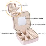 Boîte à Bijoux en Flanelle Personnalisée avec Personnage Nom Fleur de Naissance Zodiaque Boîte à Miroir Cadeau Anniversaire Fête des Mères pour Femme