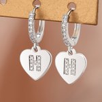 Gepersonaliseerde sierlijke retro hart-vorm initiaal oorbellen met zirkoon Moederdag Verjaardagscadeau voor haar
